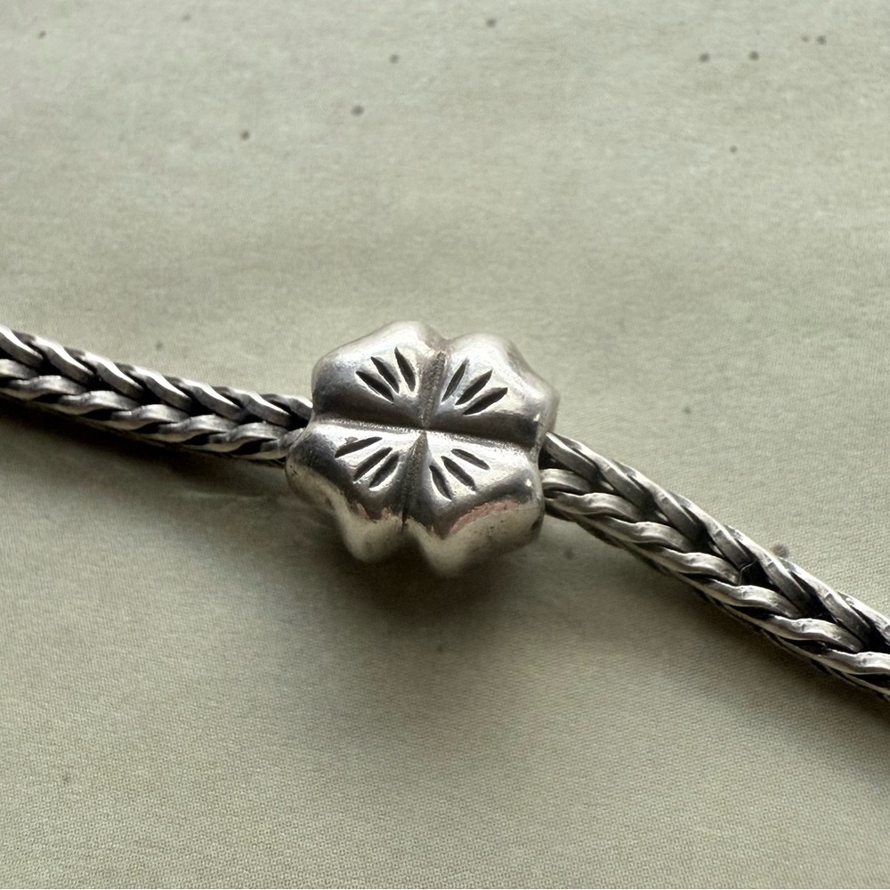 Retired Pandora Four Leaf Clover Sterling Silver Bead - 
Lucky & Hard to Find